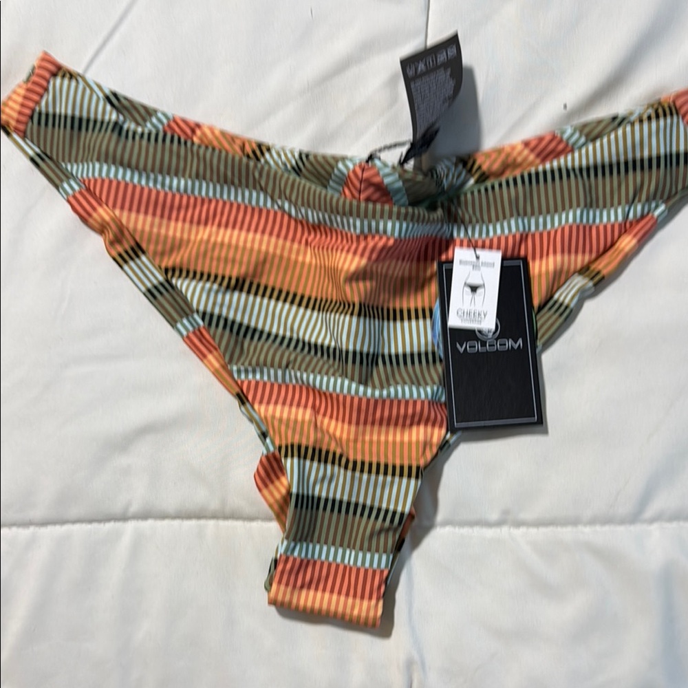 Volcom Orange and Green Striped Cheeky Bottoms